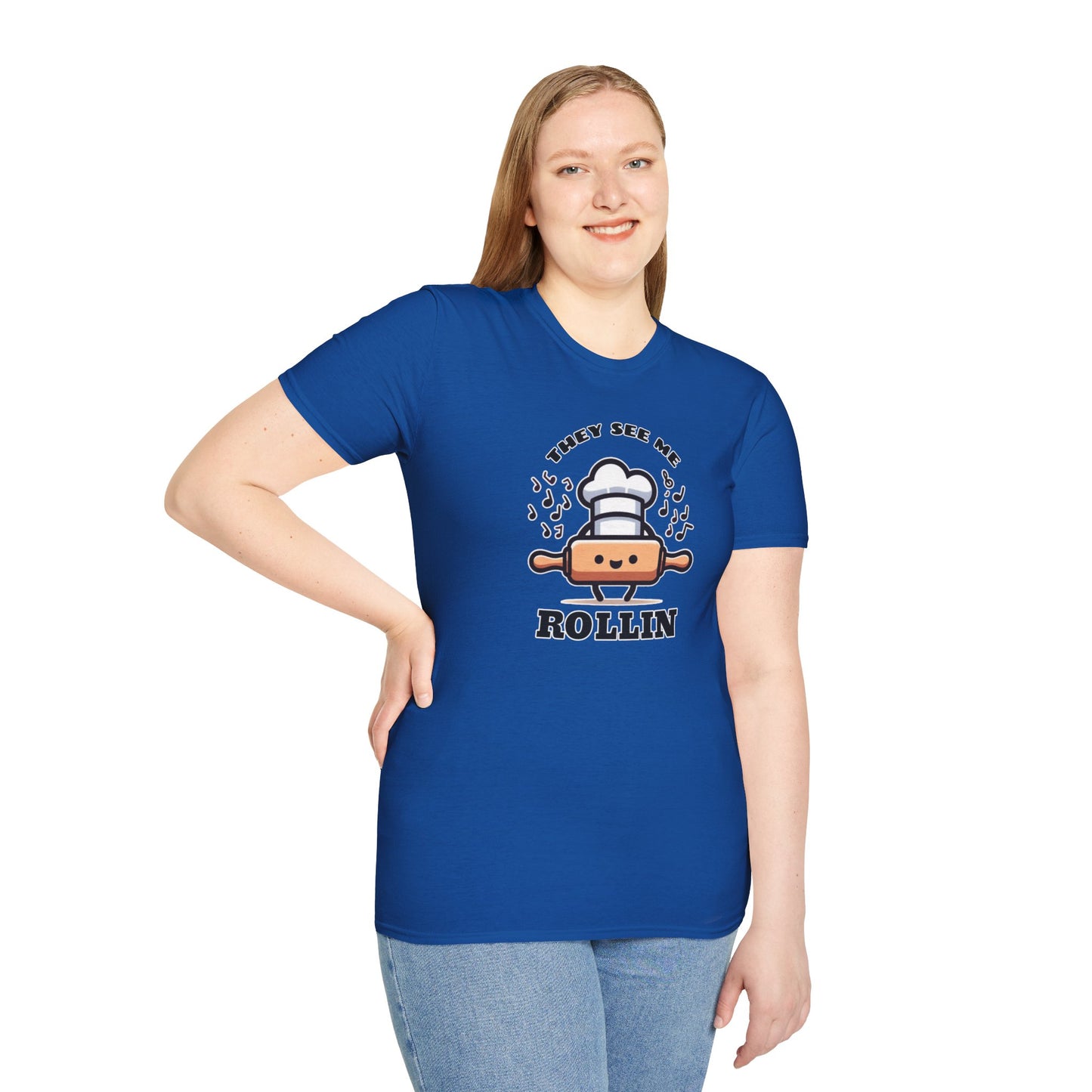 Rolling in Laughter: The Giggle Baker's Weapon of Choice Tee They See Me Rollin Tee