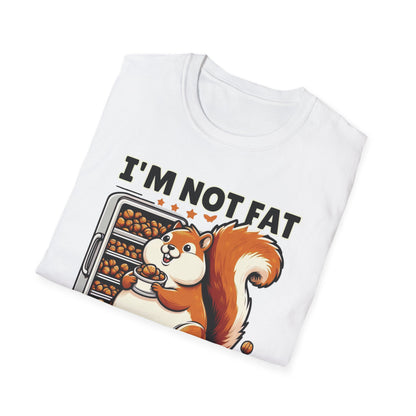 Chubby Squirrel Humor Tee - Unisex Cotton Graphic T-shirt: 'I'm Not Fat, I Just Store a Lot' - Cute and Comfy Wildlife Fashion