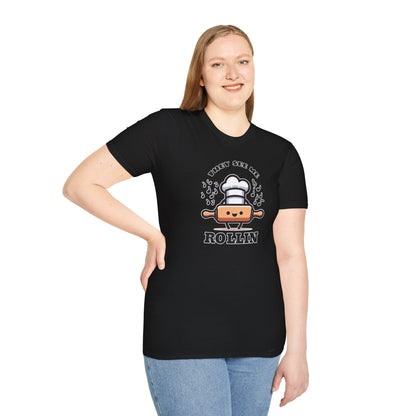 Rolling in Laughter: The Giggle Baker's Weapon of Choice Tee They See Me Rollin Tee