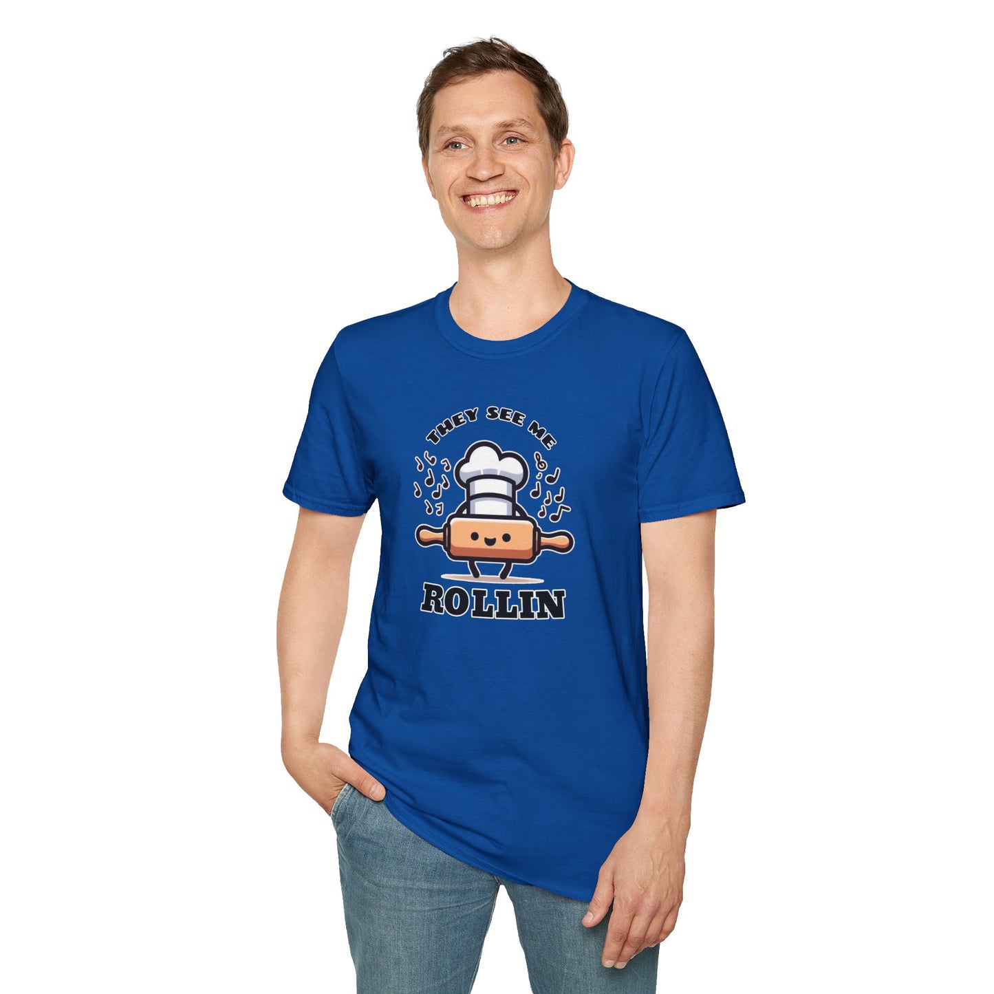 Rolling in Laughter: The Giggle Baker's Weapon of Choice Tee They See Me Rollin Tee