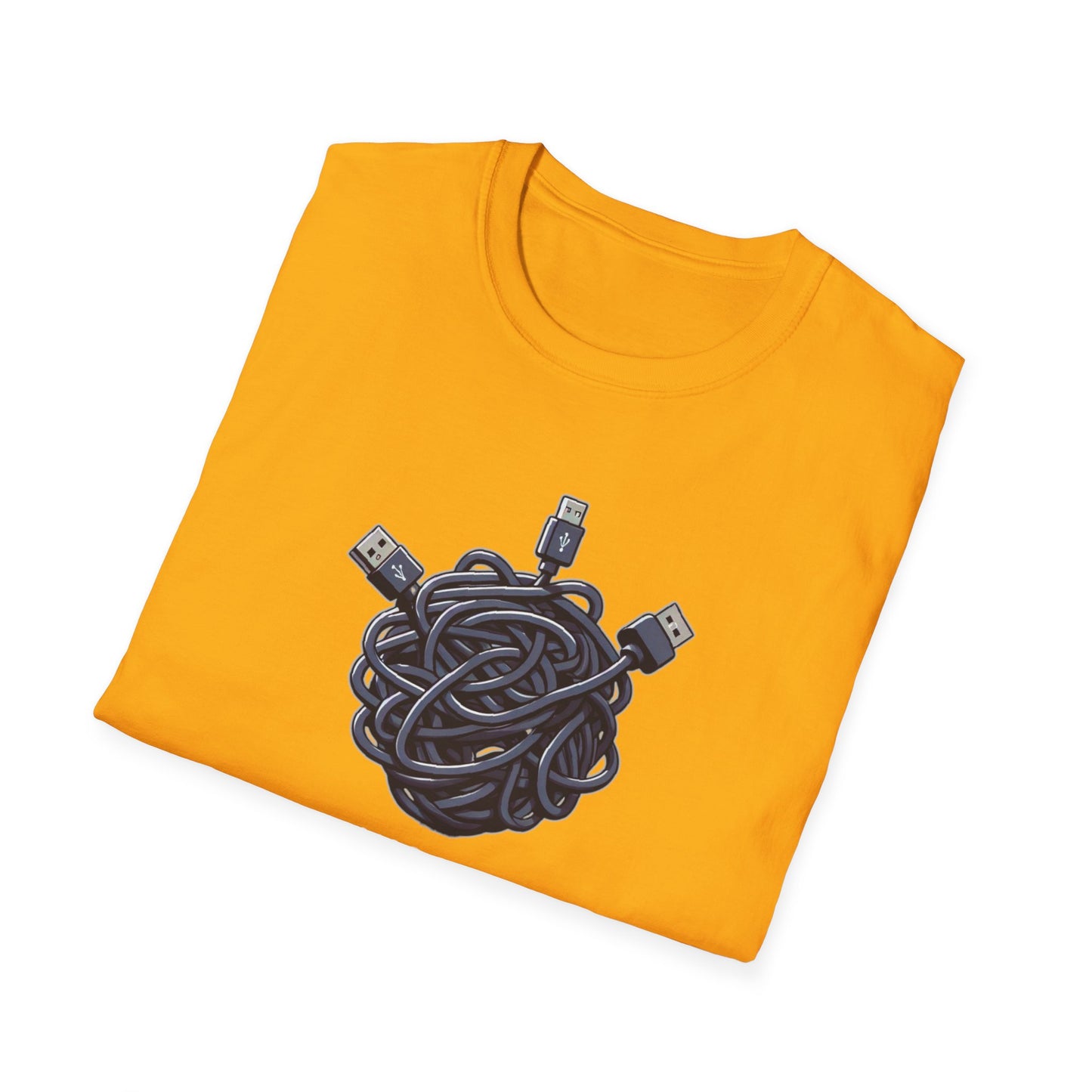 Charger Chaos Tee, Untangling Cords, The Modern-Day Rubik's Cube Challenge | Funny Graphic T-Shirt for Tech-Savvy Adults!