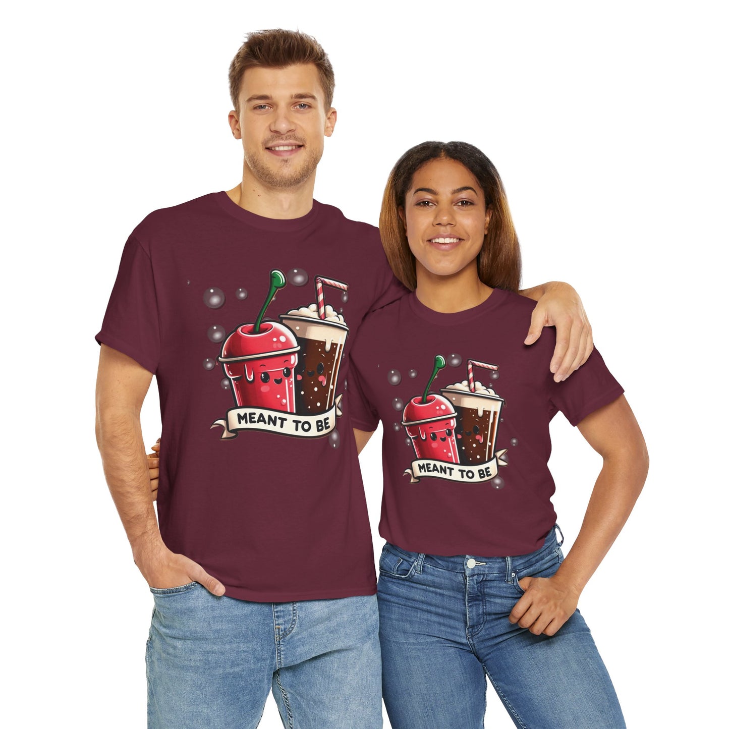 Fizzy Fate: Cherry Soda & Root Beer - Sippin' Soulmates, Unisex Heavy Cotton Tee