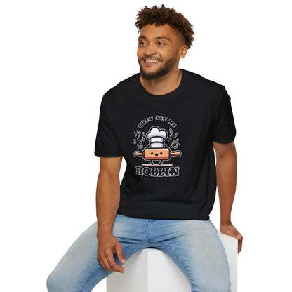 Rolling in Laughter: The Giggle Baker's Weapon of Choice Tee They See Me Rollin Tee