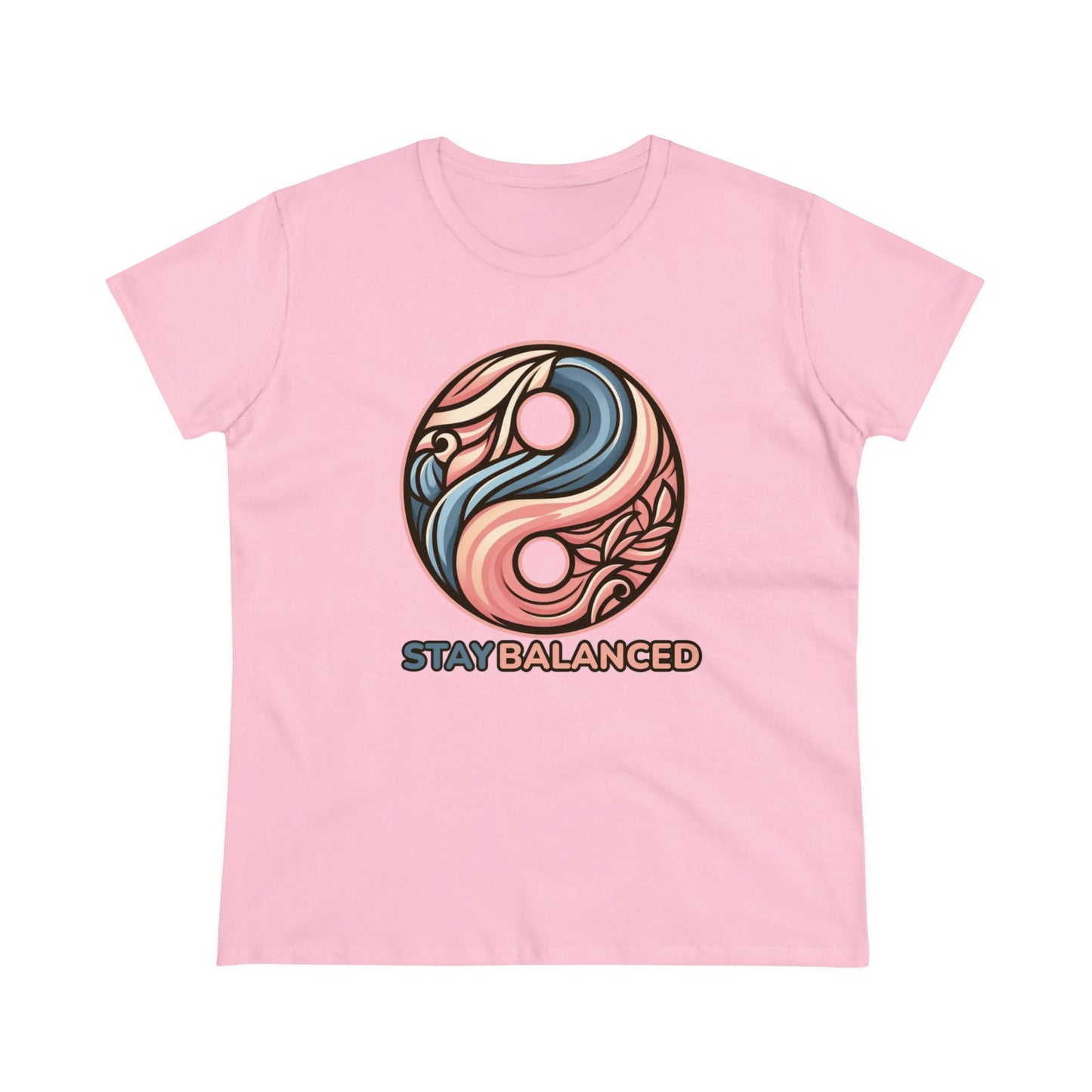 Women's Premium Harmony Threads: Embrace Equilibrium with 'Stay Balanced' Yin-Yang Tee