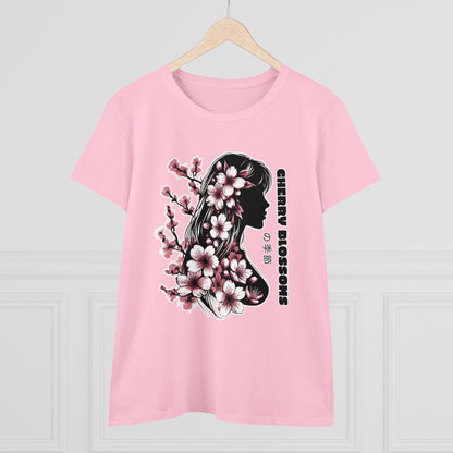 Blossoming Dreams: Dance of Cherry Petals Midweight Cotton Tee