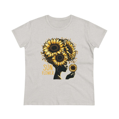 Radiant Majesty: Sunflower Goddess Midweight Cotton Tee