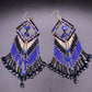 Elegant beaded fringe earrings,Blue, black and Good color with rock. Gift for her.