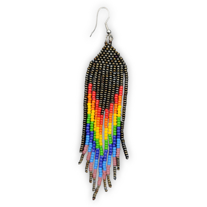 Rainbow Chevron Metallic Beaded Earrings 2pc