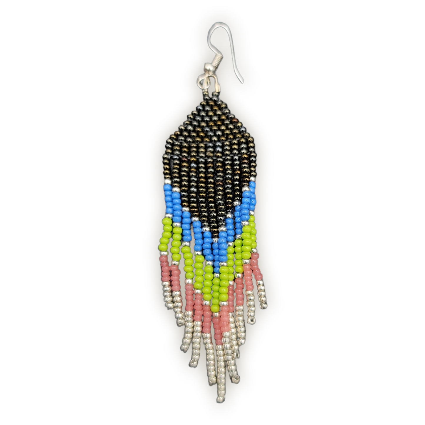 Chevron Beaded Metallic Earrings 2pc